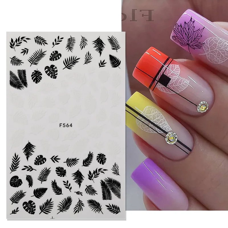 BORN PRETTY 1 шт цветок листьев 3D наклейки для ногтей маникюра Золотая голографическая