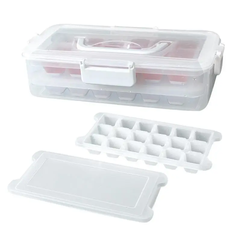 

Ice Moulds Spill Resistant Ice Container With Removable Lid Ice Maker Trays Deluxe Set For Chilling Cocktail Whiskey Coffee