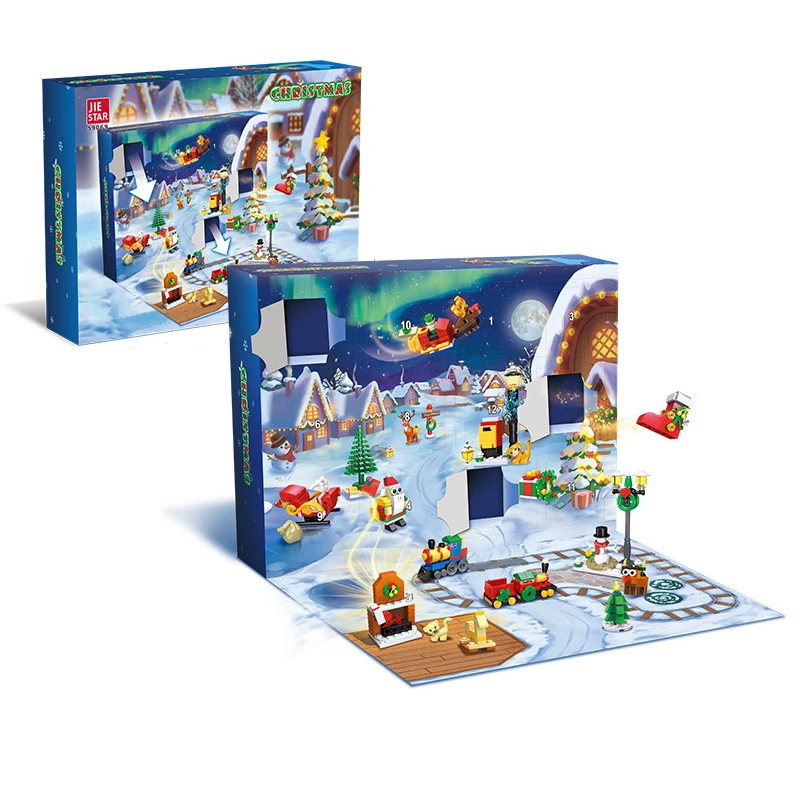 

12Days Christmas Blind Box Advent Calendar Building Blocks Mini Santa Claus Decoration Toys For Children Xmas Surprise Gifts