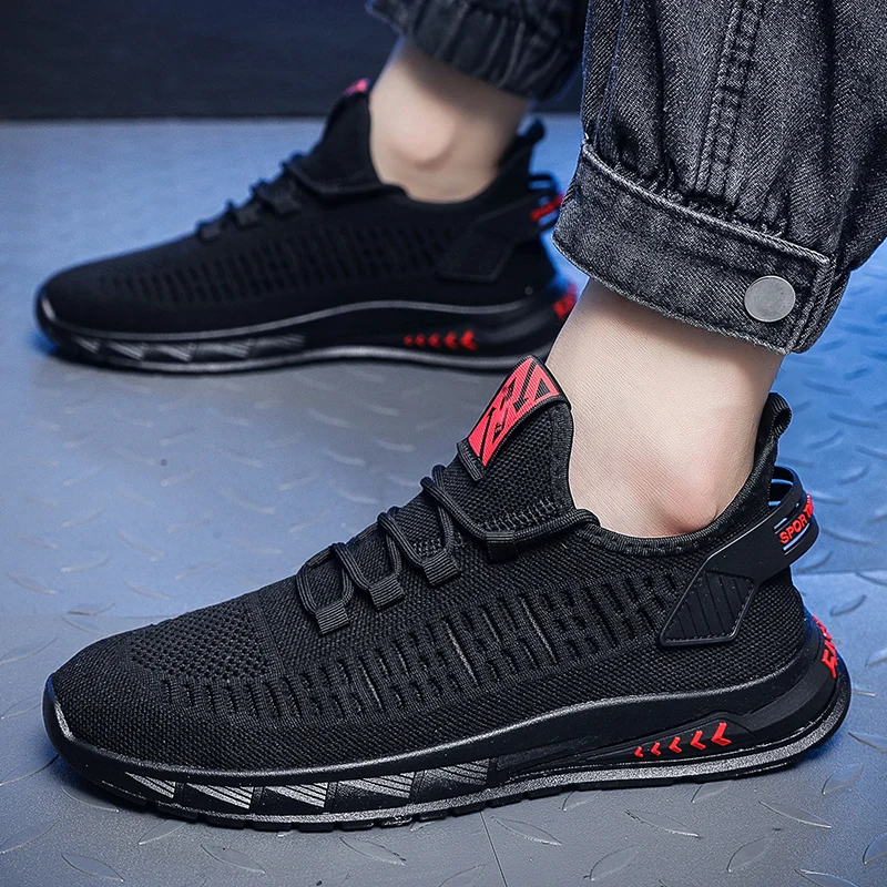 

Кроссовки мужские легкие трикотажные, дышащие, Вулканизированная подошва, спортивная обувь для бега, повседневные, для улицы