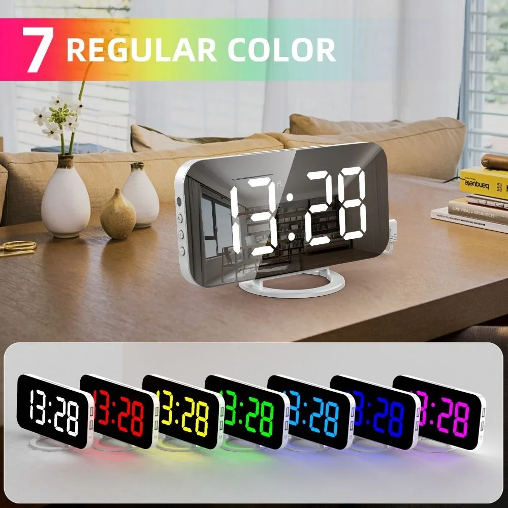 Mirror Surface Adjustable Brightness Display Digital Clock 2
