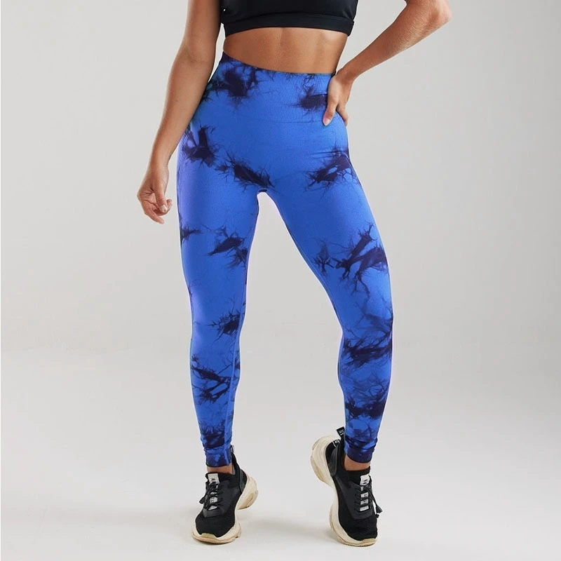 Брюки INNOVA женские для йоги тренировочные штаны с мраморным рисунком синие черные