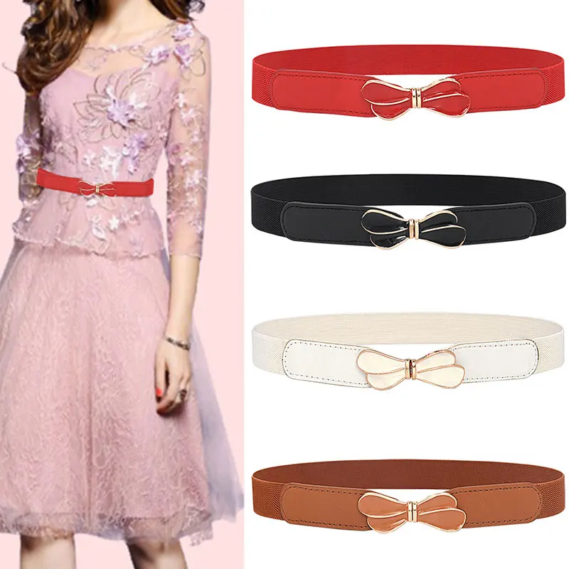 

Vintage Women Girdle Elastic Stretch Wide Waist Belts Metal Buckle Cummerbunds Female Belt Waistband Dress Apparel Accessories