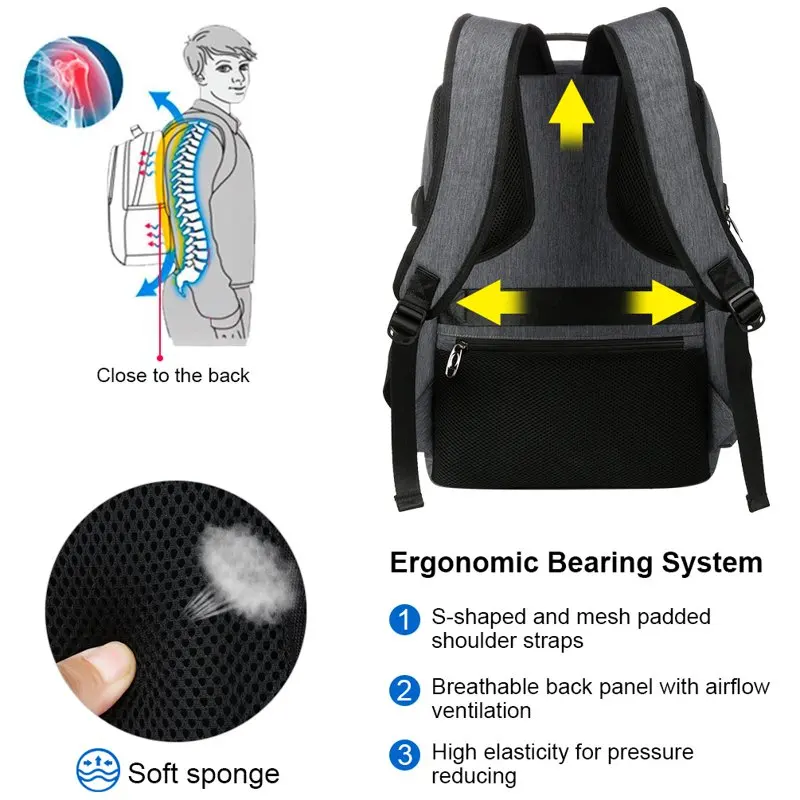 Travel Laptop Backpack Water Resistant Anti-Theft School Bag with Usb Charging Port and Lock, 17 inch Computer Business Backpack