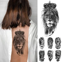waterproof temporary tattoo sticker lion crown flash tatto wolf tiger king rose flowers body art arm fake tatoo men women