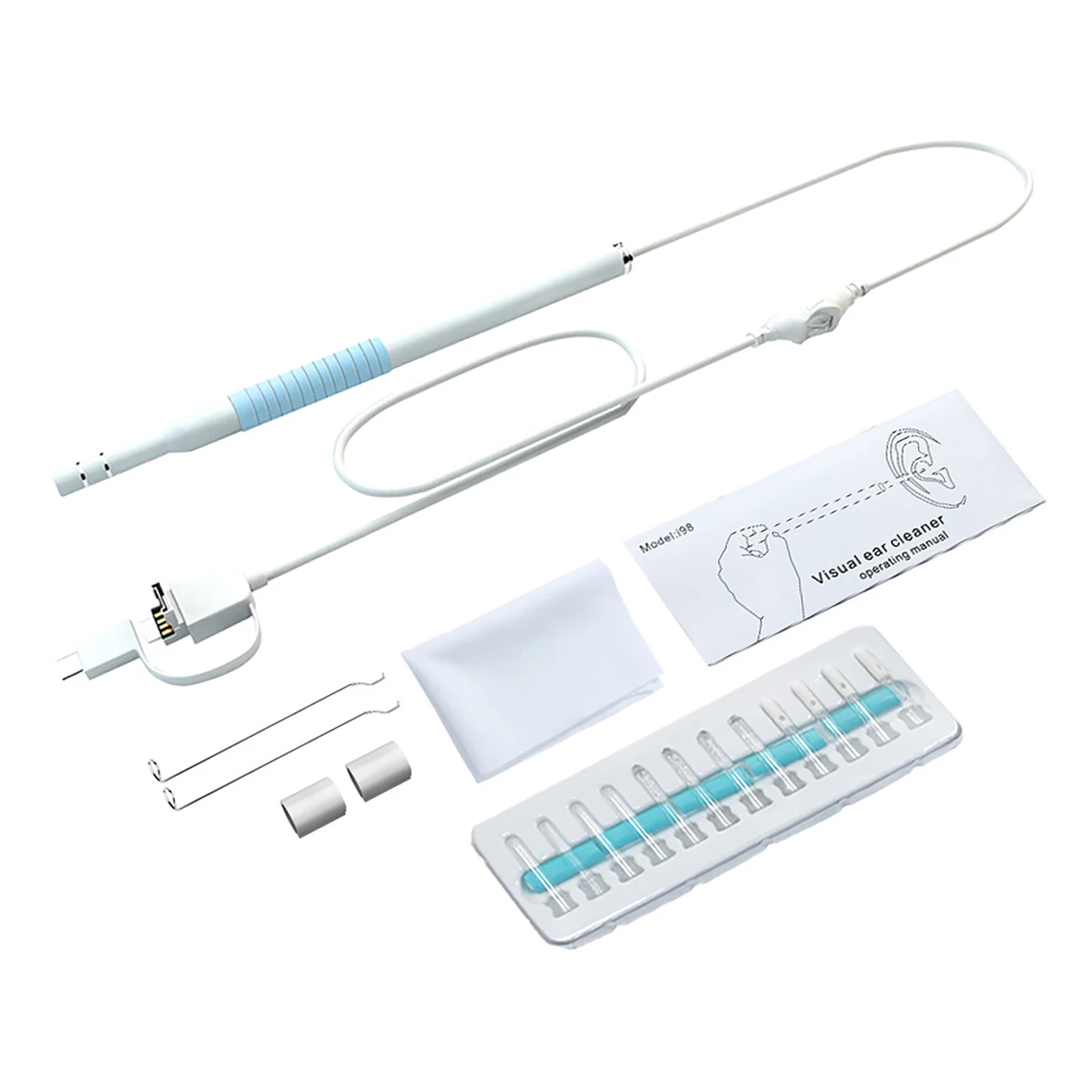 

3 In 1 Home Mini Easy Clean Borescope Health Care Wide Angle Hospital HD Visual Kids Adults USB Powered 6leds Ear Endoscope