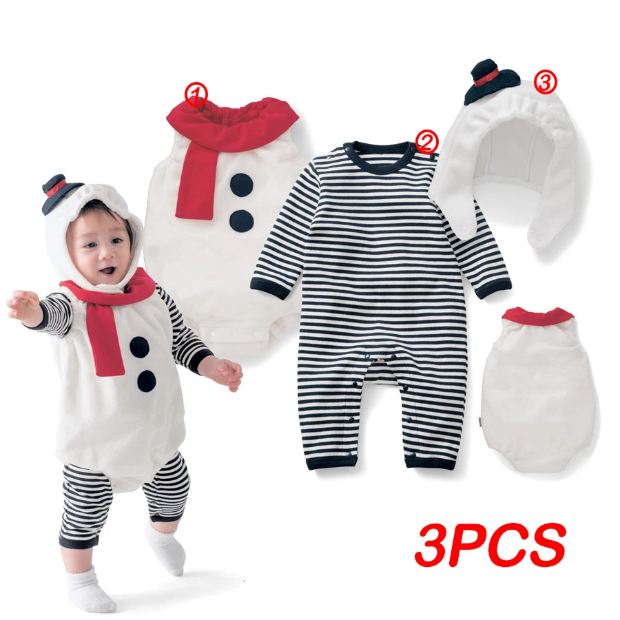 

3 шт., детский Рождественский комбинезон для мальчиков и девочек