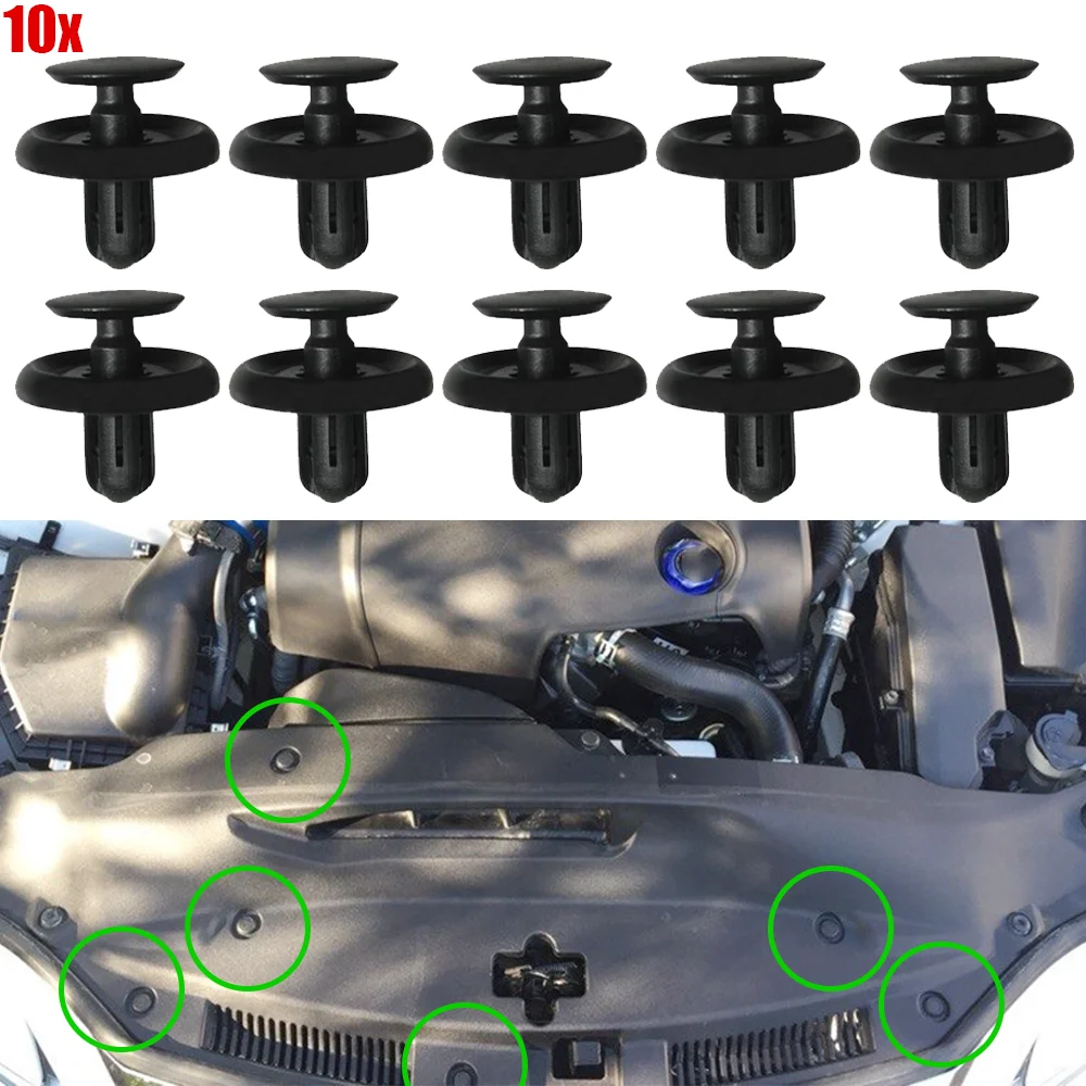

10 шт. для Toyota RAV4 III 2006 2007 2008 2009 2010 2011 2012 90467-07201 новые зажимы для крышки двигателя автомобиля, заклепки на крыло, застежка