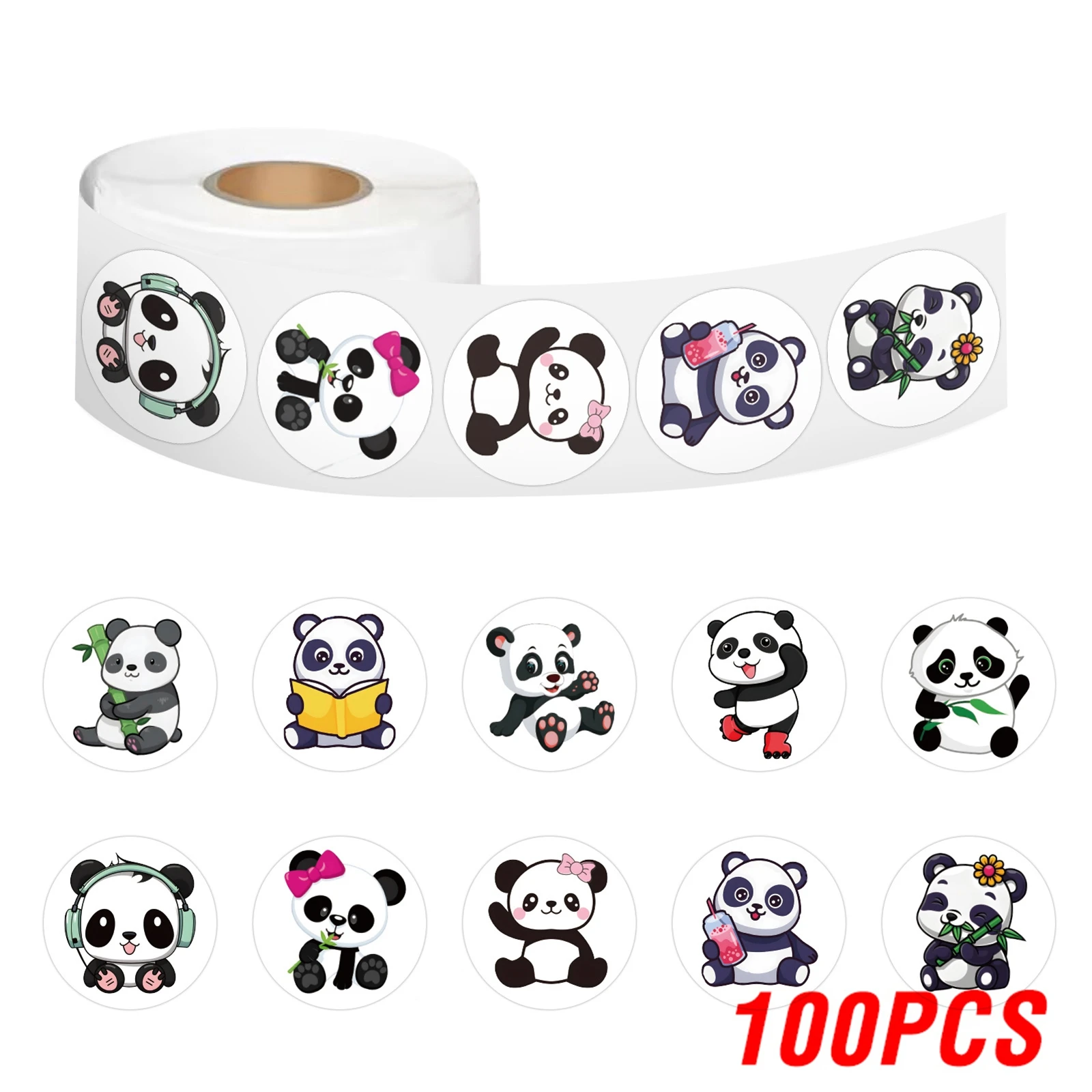 

Набор наклеек с пандами и мультяшками 100-500 шт