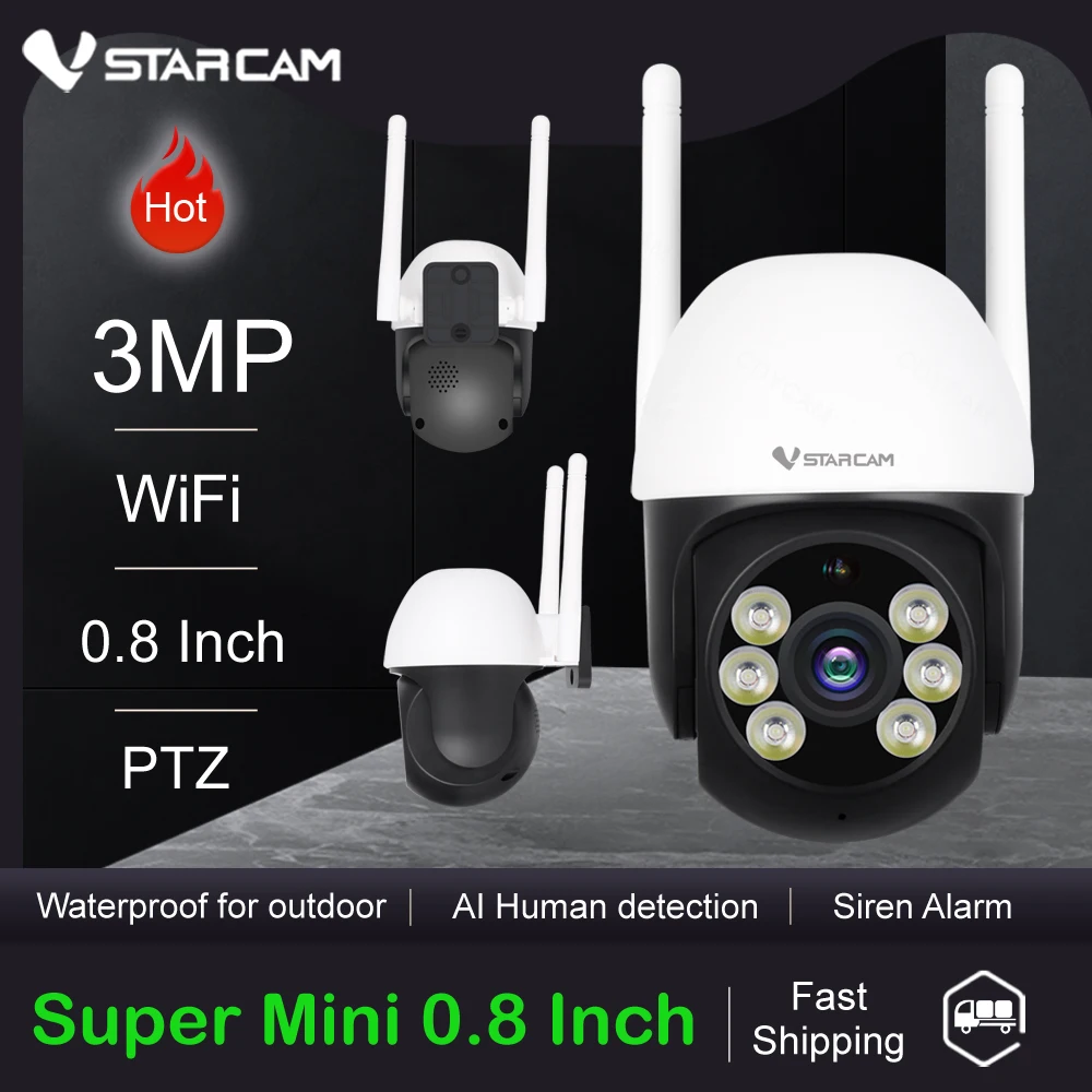 

Vstarcam наружная беспроводная 3MP HD 0,8 дюймовая Мини Wi-Fi IP-камера Умный дом купольная водонепроницаемая цветная с ночным видением защита безопасности