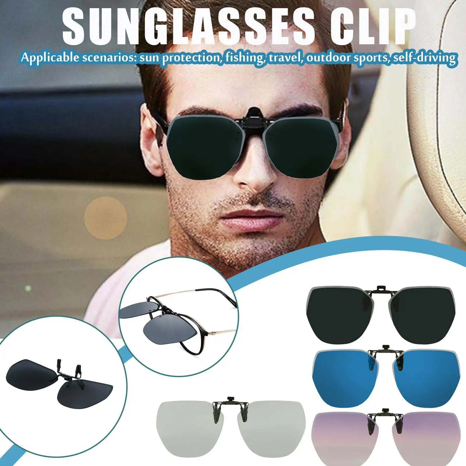 

Clip On Sunglasses For Men Polarized Lens Square Sunglasses Night Vision Driver Glasses Fishing Eyewear Flip Up Luxury Oculos