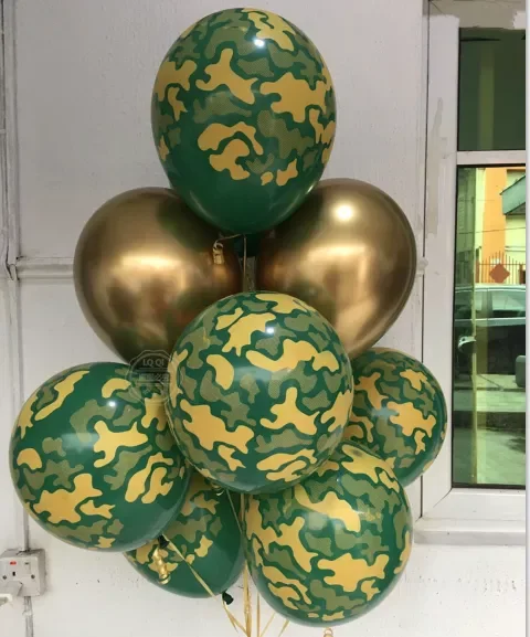 

12pcs/lot 12inch Camouflage latex ballons Military theme Fighter Confetti Toy balloon happy birthday party Decoration boy toy