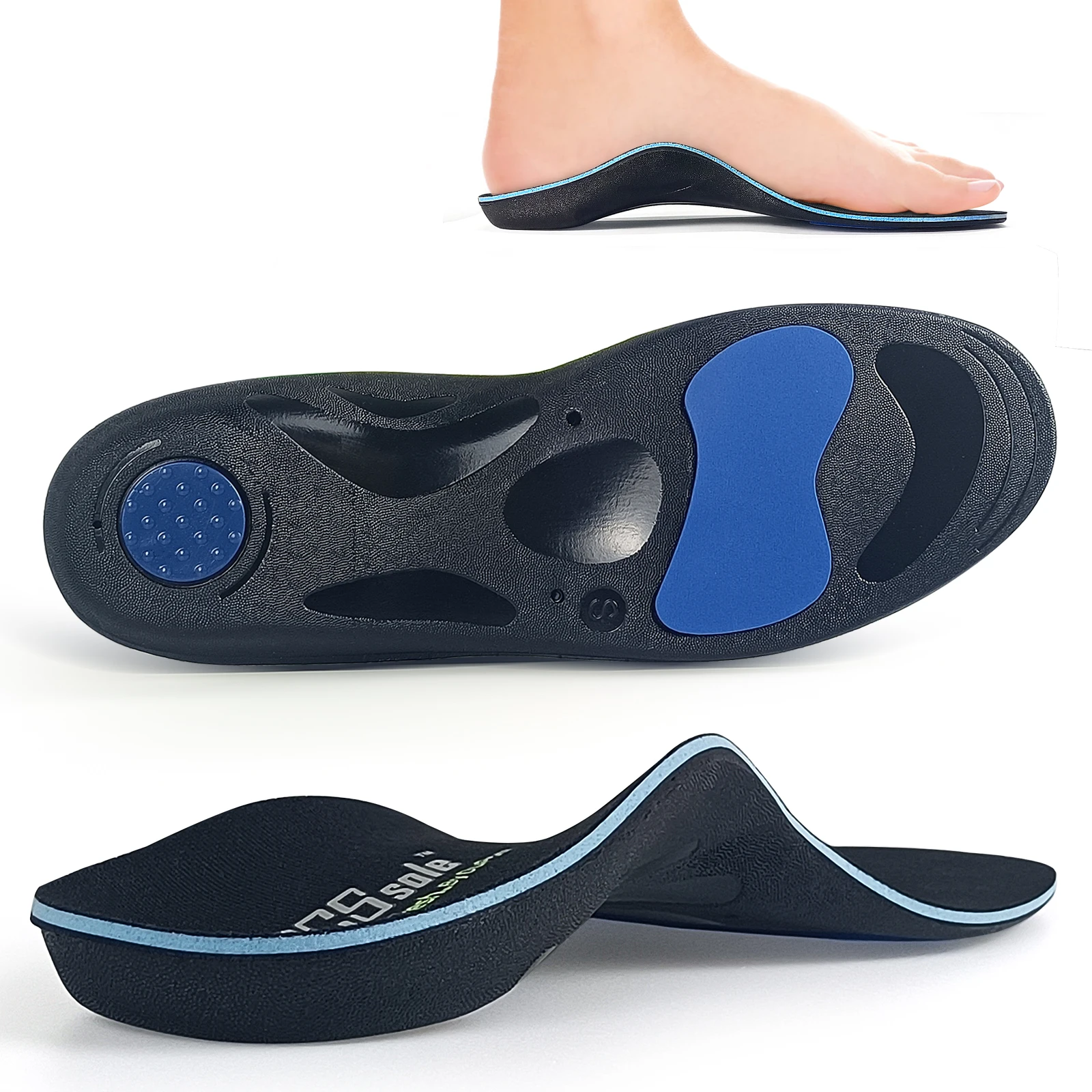 

PCSsole Gel Orthopedic 3.5cm Height Arch Support Insoles PU Memory Foam Insole Inserts for Flat Feet Plantar Fasciitis Feet Pain