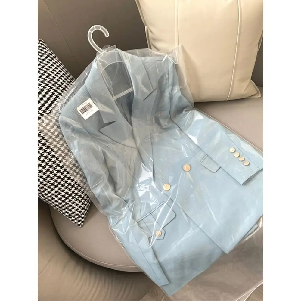 

2023 New Spring And Autumn New Baby Blue Casual Blazer Women's Polo Long Sleeve Loose Top