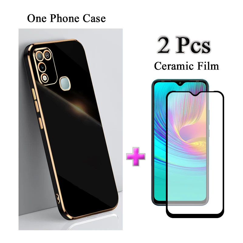 2 в 1 чехол с покрытием для Infinix Hot 9 Play 10 11 двумя изогнутыми керамическими экранами