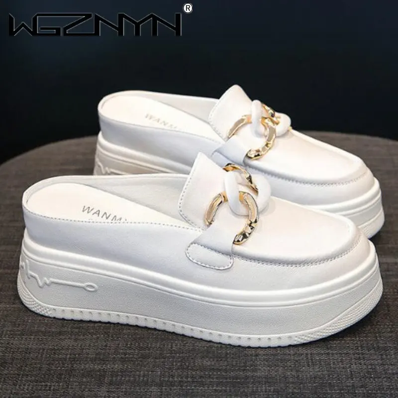 

Женские шлепанцы на высоком каблуке, летние шлепанцы из натуральной кожи