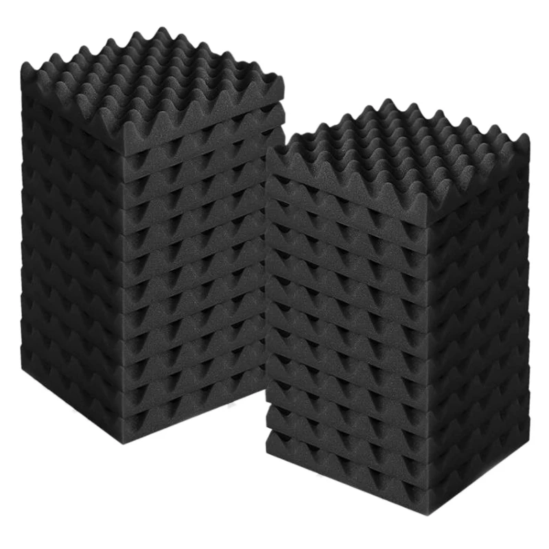 24 Pcs Acoustic Foam Panels Fireproof Soundproofing Treatment Wall Panel Noise Cancelling For Recording Offices Etc