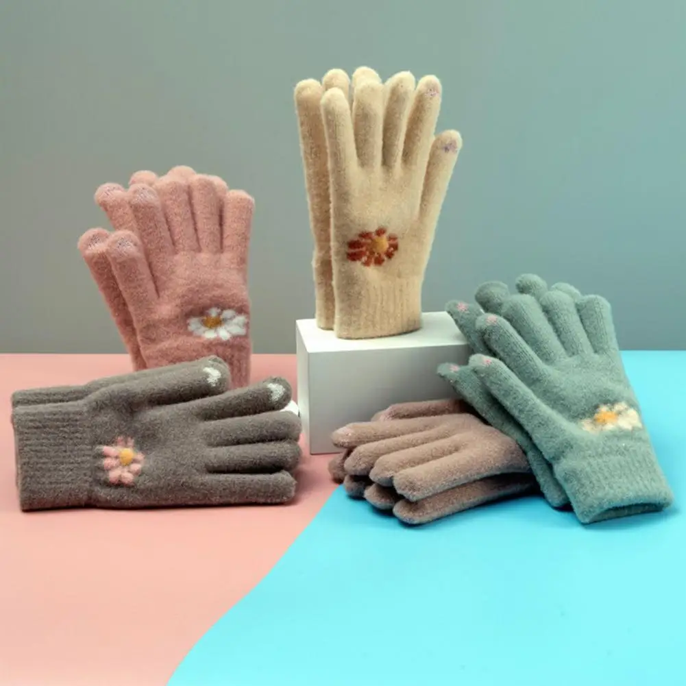 

1 Pair Female Gloves Full Finger Soft Keep Warm Winter Thermal Girls Cycling Bike Gloves Girls Gloves for Daily