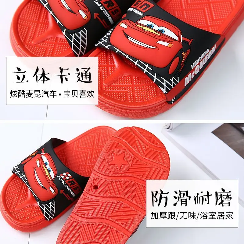 Детские тапочки Lightning McQueen для мальчиков летние Нескользящие сандалии с мягкой