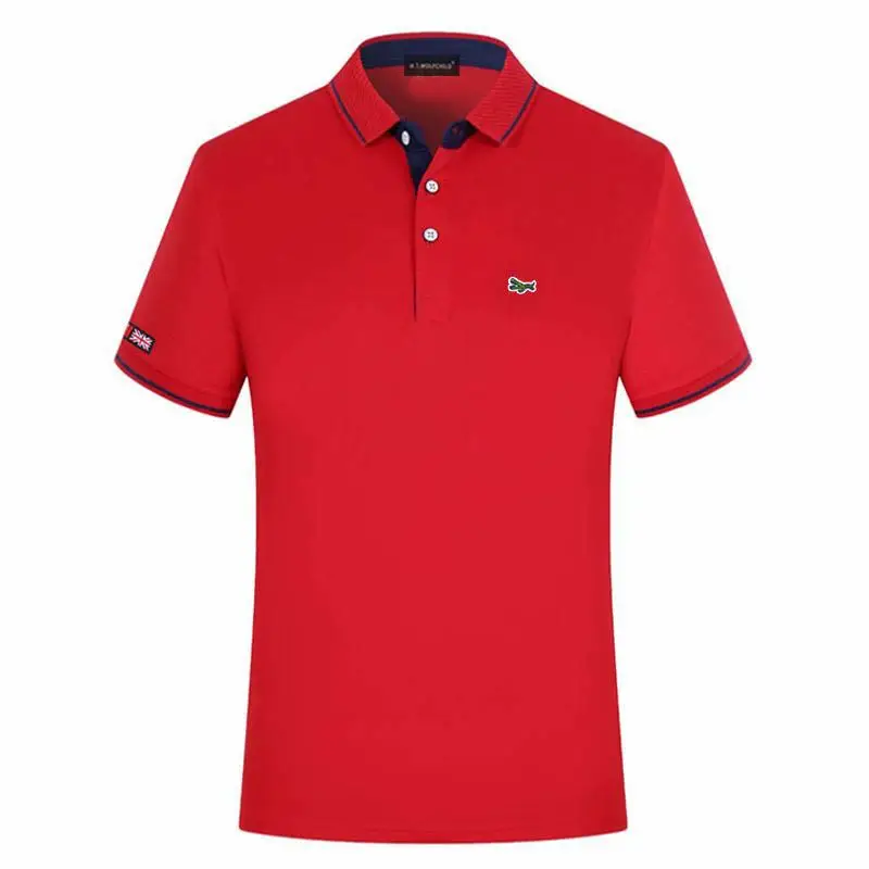 Мужская спортивная рубашка-поло с коротким рукавом и вышивкой |