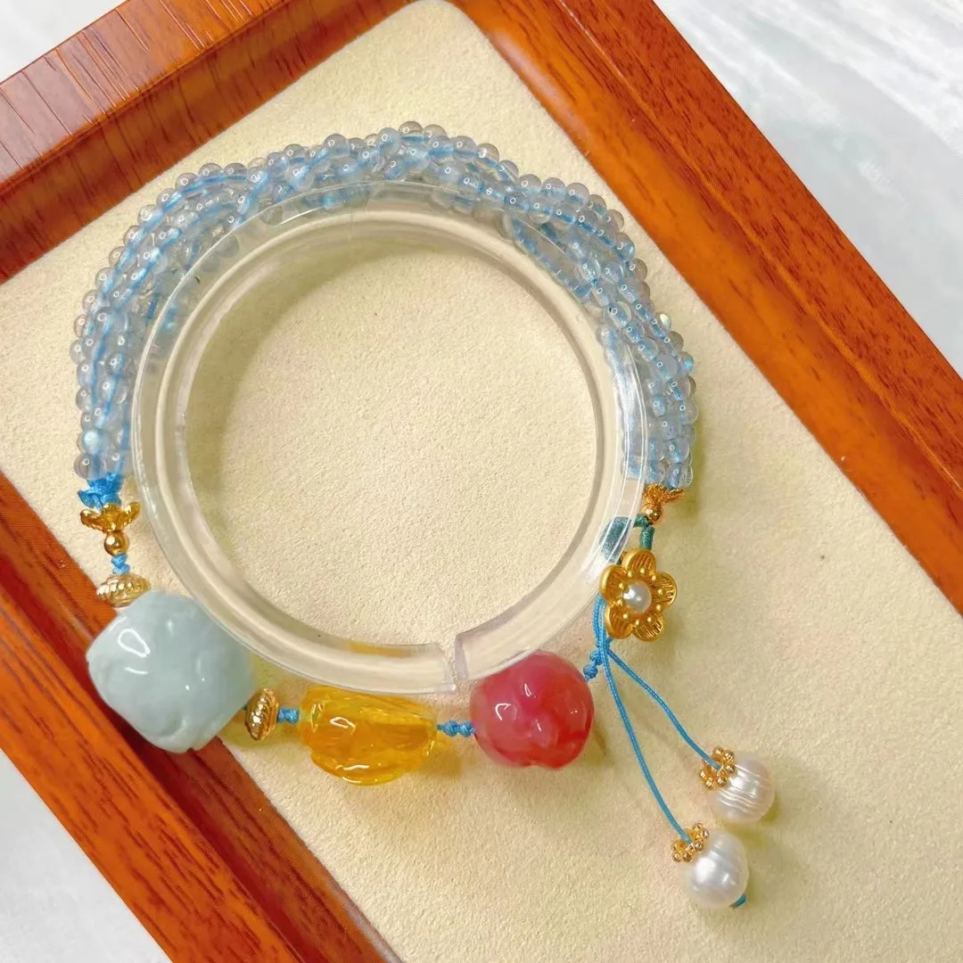 Natural Moonstone Bracelet With Golden Amber Flower Red Agate Buddha Head Myanmar Jadeite Beads Braided Adjustable Bracelets