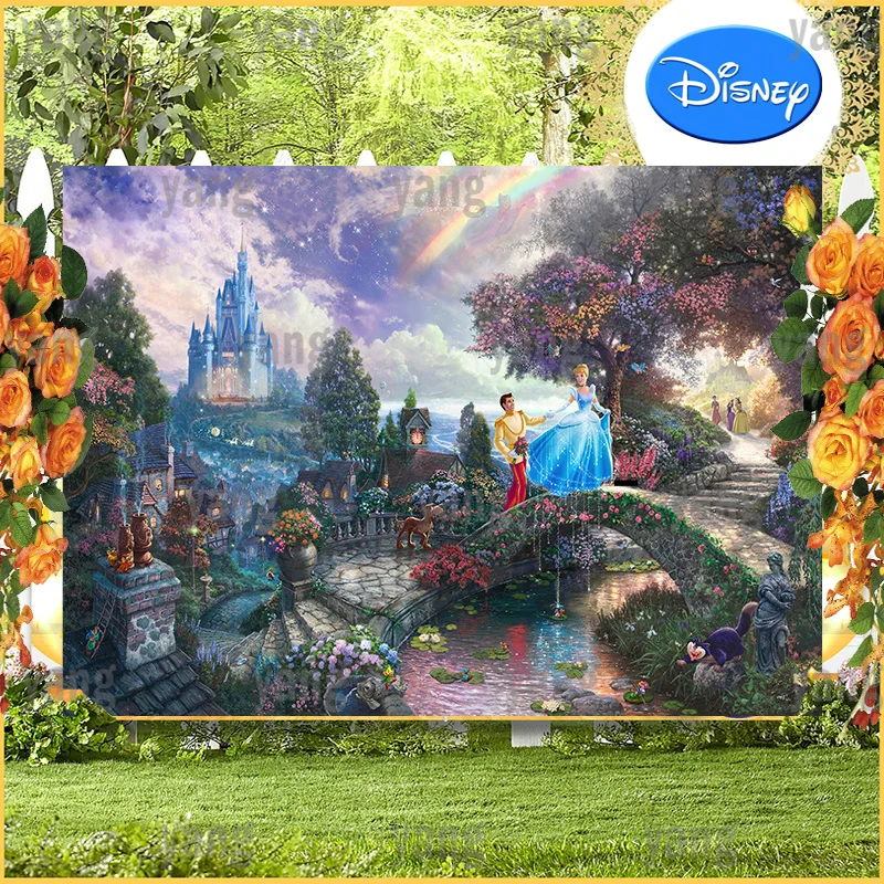 Cinderella Prince Charming Background Children Birthday Party Colorful Decoration Banner Photography Backdrop Baby Shower Custom
