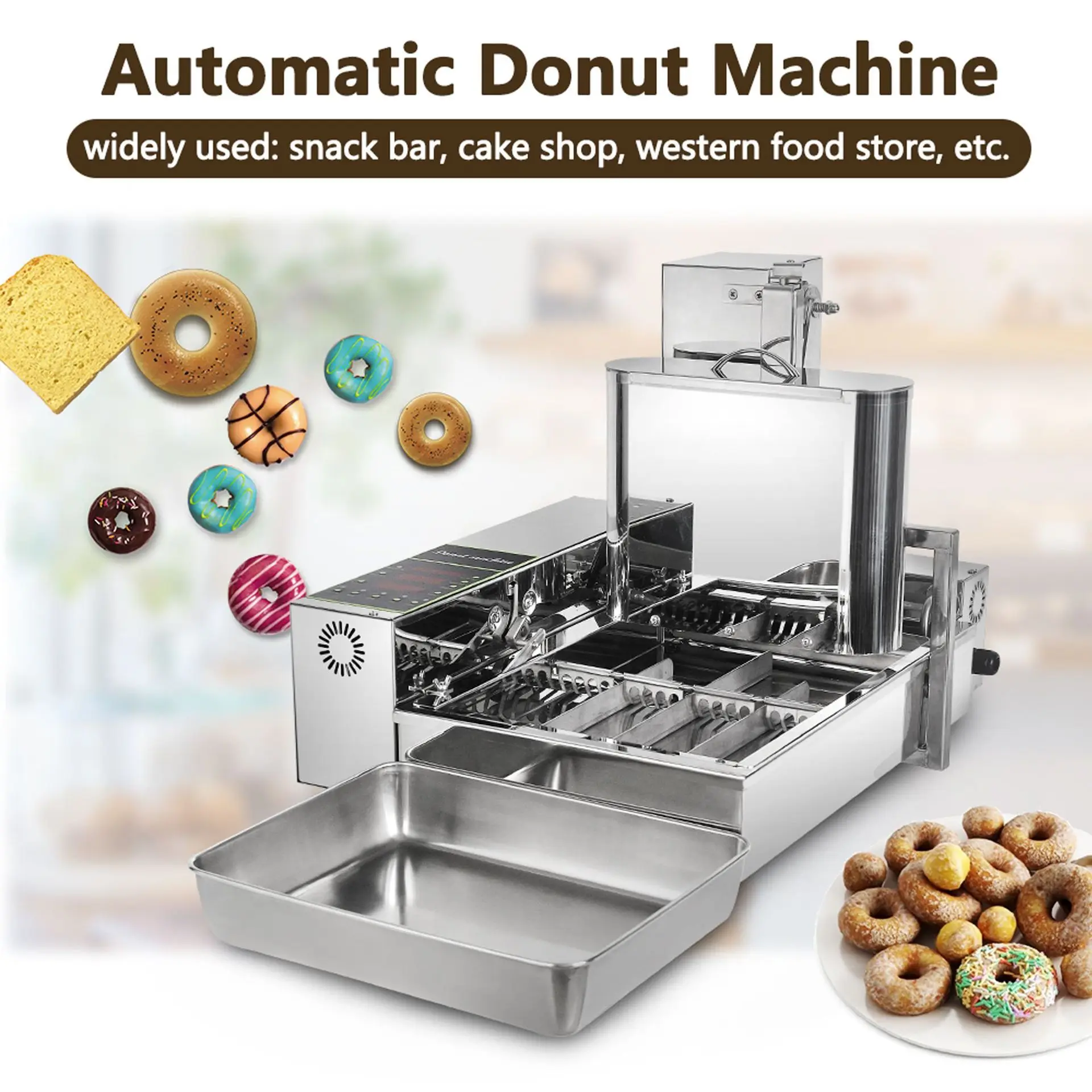 

1800Pcs/h 220v 110v Automatic Donut Maker/Donut Fryer/4 rows of mini doughnuts Molding Frying machine