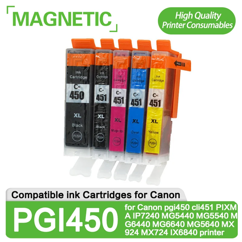 

Картридж для принтера Canon pgi450 cli451 PIXMA IP7240 MG5440 MG5540 MG6440 MG6640 MG5640 MX924 MX724 IX6840, 6 шт.