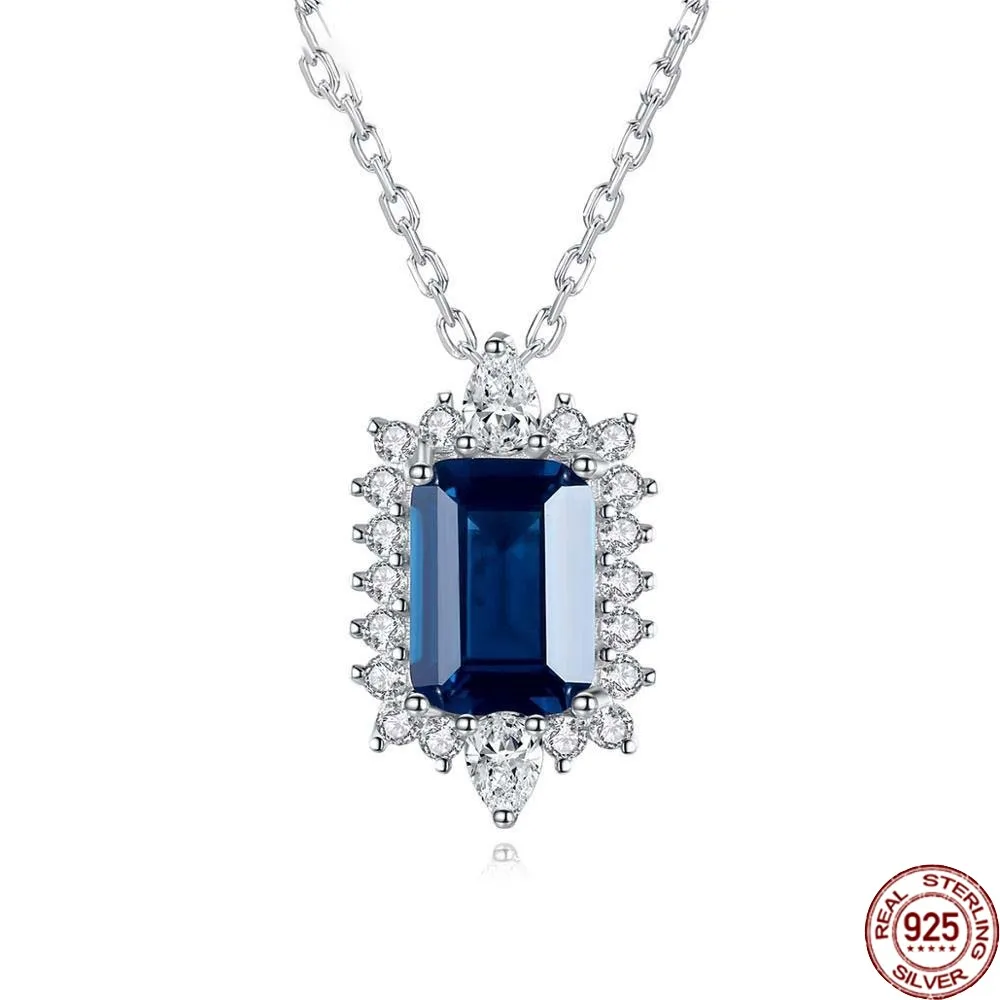 

BABIQU Dark Blue Gemstone Necklace Cubic Zircon 925 Sterling Silver Fine Jewellery for Women Dating Party Christmas Gifts Sn615