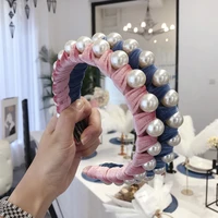 2022 fashion gold velvet pearl wrap headband women hair accessories