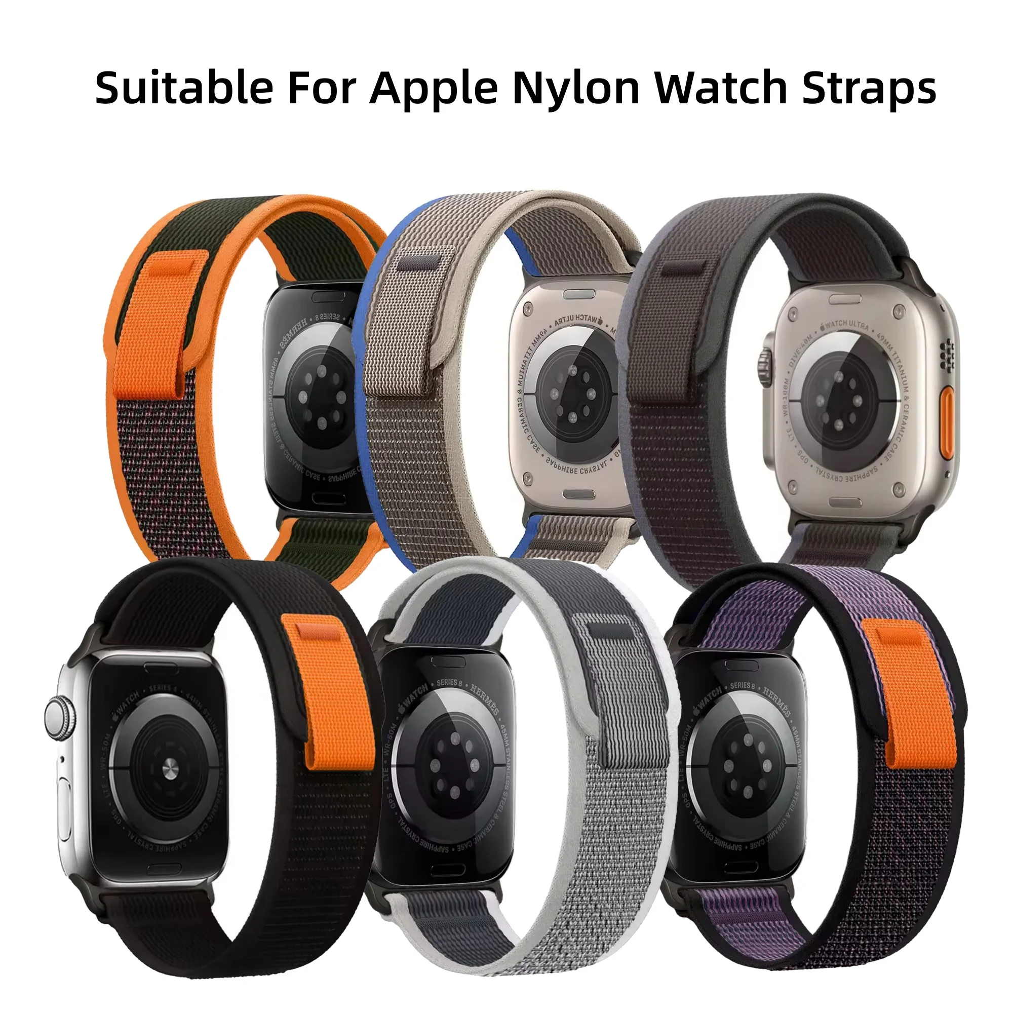 Фото Нейлоновый ремешок подходит для ремешка Apple Watch 38 мм, 40 мм, 41 мм, серия 7/6/ 5/4/SE/49 мм, 45 мм, 44 мм, 42 мм, серия Urtra/8/7/6/2/1/SE. №1