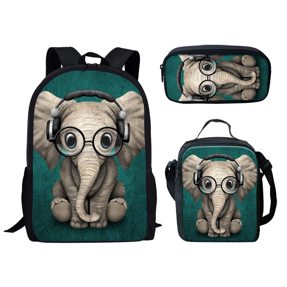 Custom Cute Animal Cartoon Elephant Print Backpack Set Bookbag Pencil Case for Kids Back To School Mochila Infantil Escolar