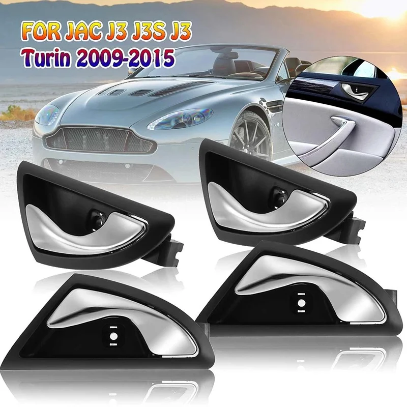 

4Pcs Car Interior Door Handle Handles Knob Open for JAC J3 J3S Turin 2009-2015 6105230U8010 6105240U8010 Matte Silver