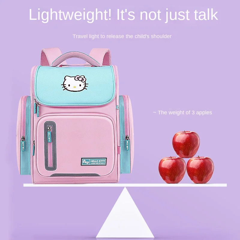 Sanrio Hello Kitty Bag Primary School Schoolbag Girls Children Grade Lightweight Spine-Protective Burden Alleviation Backpack