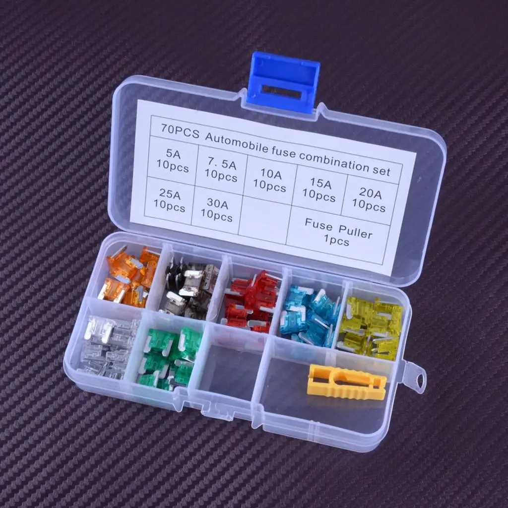 

Универсальный Набор плавких предохранителей Micro2, 70 шт., 5 А, 7,5 А, 10 А, 15 А, 20 А, 25 А, 30 А