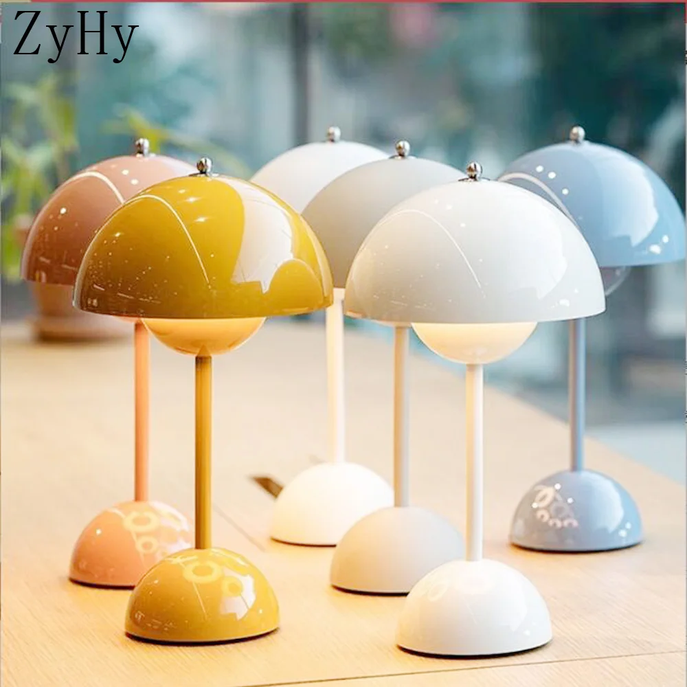 

Flower Bud Led Desk Lamps Touch Controller Recargable Mushroom Night Light For Bedroom Home Bar Restaurant Table Decoration Gift