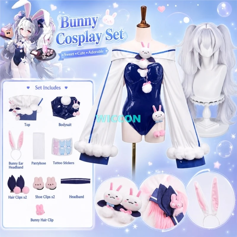 Фото Костюм для косплея Laffey: Сексуальное платье-комбинезон BBL Bunny Rabbit с париком для женщин, аниме-костюм для Хэллоуина, ролевых игр и униформы №2