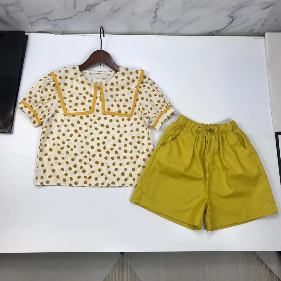 

2022 High Quality Yellow Dot Top+Yellow Pants Toddler Girls Clothing Set 6 8 10 12 14Years