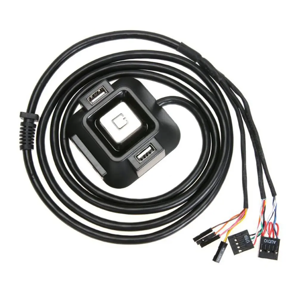 

Desktop Computer PC Power Supply Case on / off Reset Button Switch Cable Block Extender with Dual USB Dual Port Audio Jack