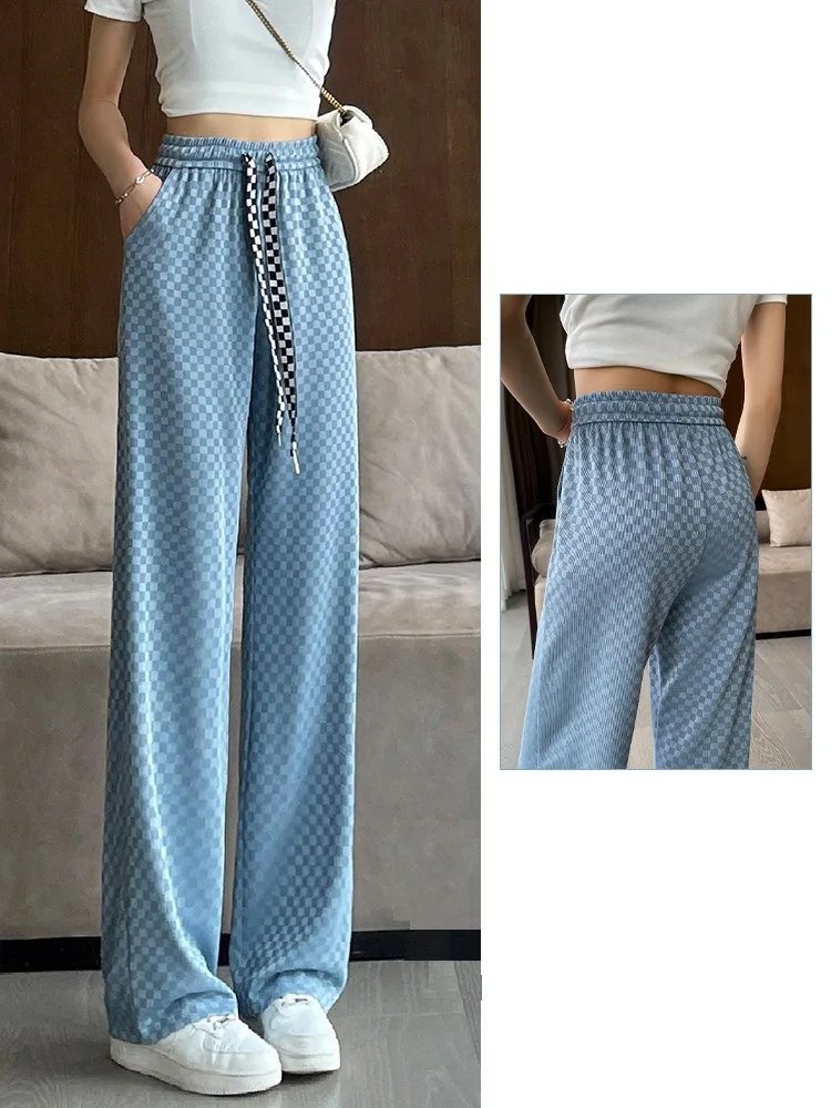 Слаксы женские прямые летние брюки повседневные однотонные с высокой талией