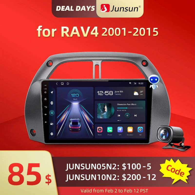 Автомагнитола Junsun V1 pro 2 + 32 ГБ Android 10 для Toyota RAV4 4 2001-2015 мультимедийный видеоплеер