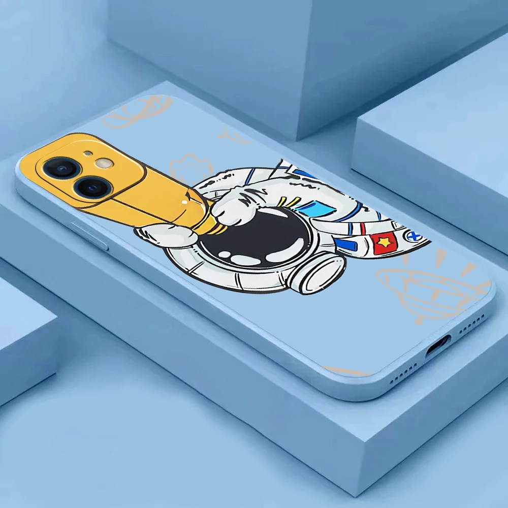 astronaut funny cartoon phone case for iphone 11 13 pro max 12 x xs xr xsmax se2020 8 8plus 7 7plus 6 6s plus hot silicone cover free global shipping
