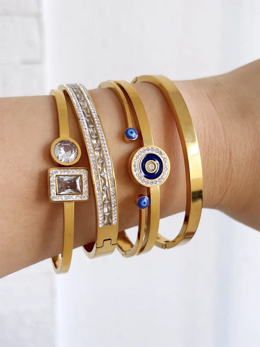 Женский браслет с фианитами Greatera из нержавеющей стали покрытием 18-каратного