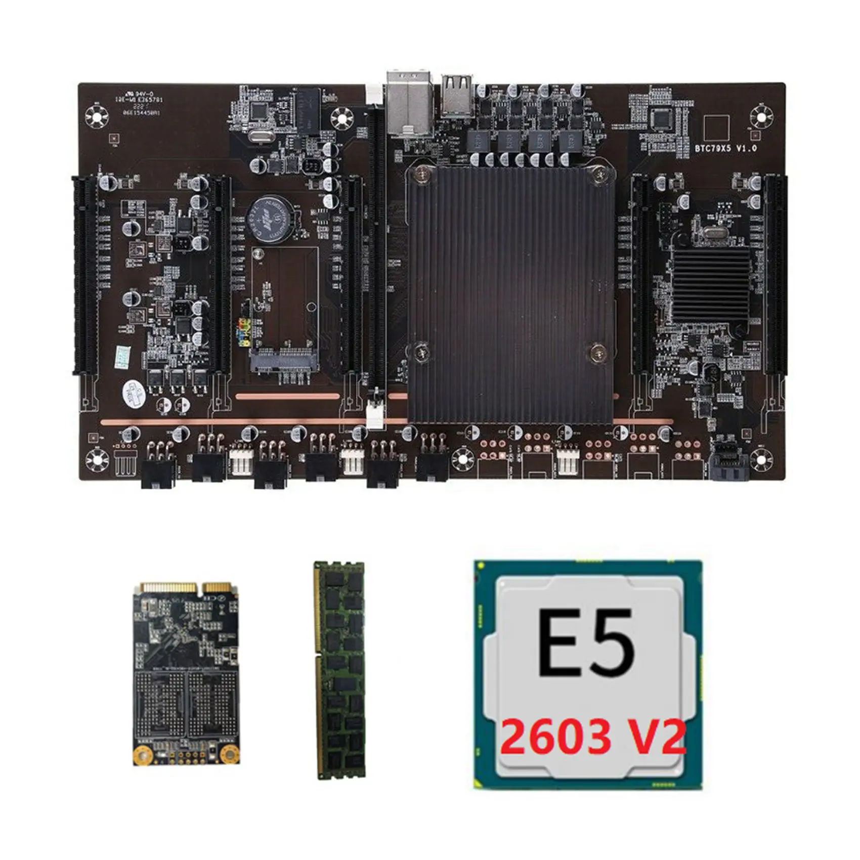 

X79 H61 BTC Майнер материнская плата 5X PCIE поддержка 3060 3070 3080 графическая карта с процессором E5 2603 V2 RECC 8 ГБ DDR3 ОЗУ 120 ГБ SSD