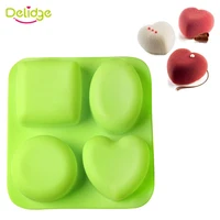1pc 4 grid soap cake mold cupcake mould heart round oval square shaped diy dessert tray pastry baking tool