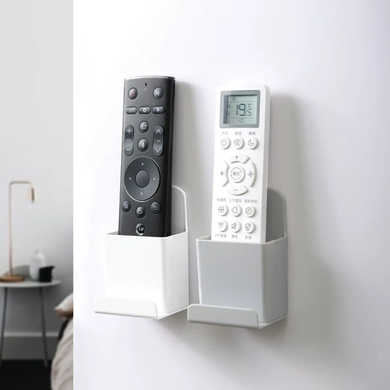 

1Pcs PP Wall-mounted S/L Remote Control Rack Storage Box Japanese Style Home Supplies Gray Multi-function Phone Remote Rack