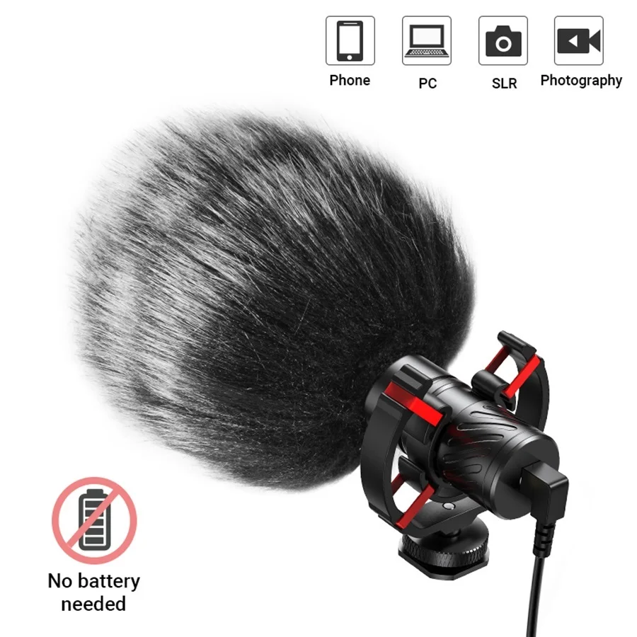 

MIC-08 Aluminum Alloy Shotgun Cardioid Video Microphone for Smartphone Canon Nikon DSLR Camera Vlog Recording Microphone