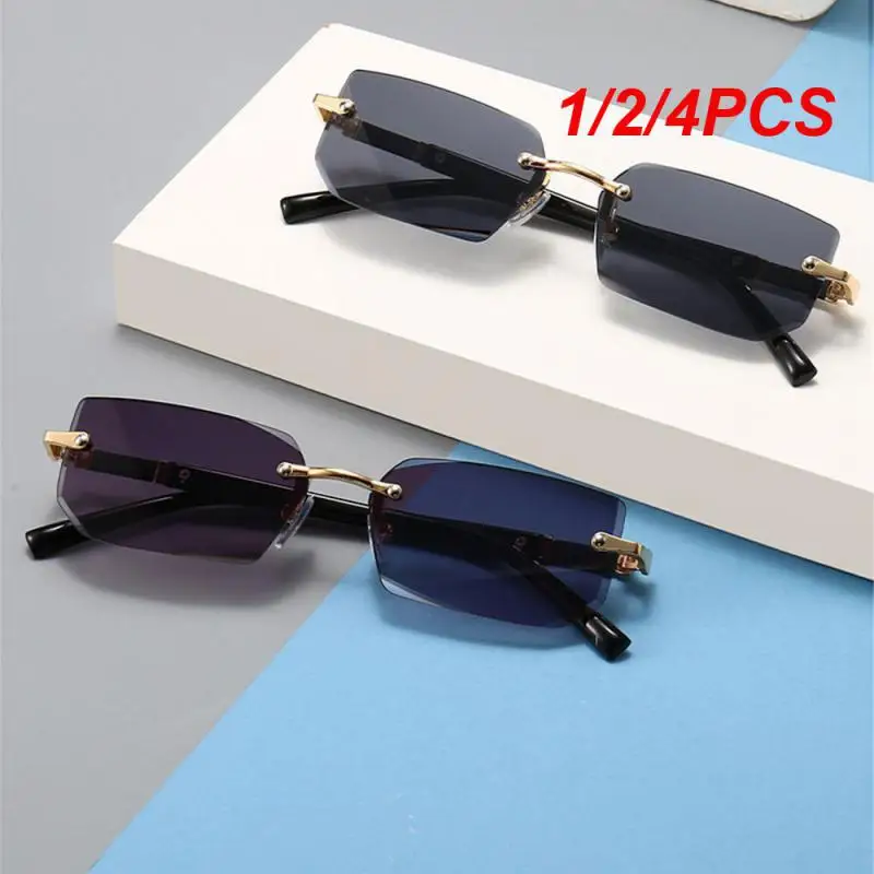 

1/2/4PCS Rimless Sunglasses Rectangle Popular Women Men Shades Small Square Sun Glasses Summer Traveling Oculos Outdoor Cycling