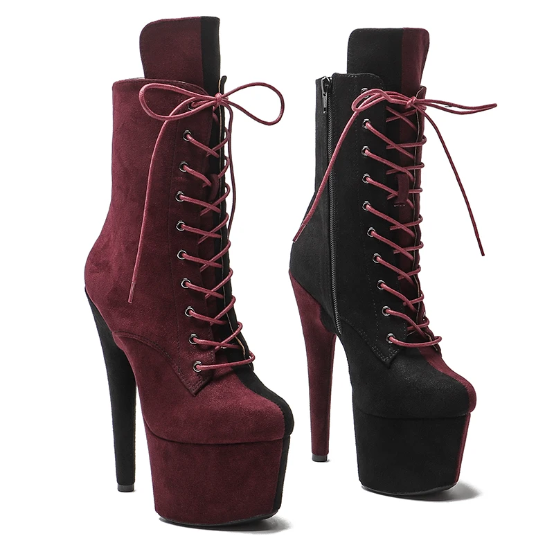 Leecabe  17CM/7inches  color matching Pole dancing shoes High Heel platform Boots Ankle Boots Sexy Fetish Stripper Shoes 3B