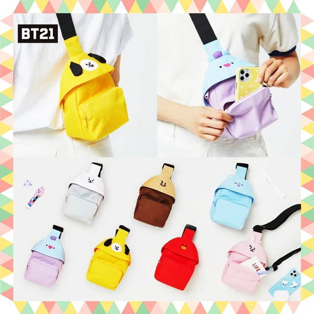 

Bt21 Chest Pack Kawaii Cross-Body Bags Kpop Rj Chimmy Koya Cooky Cute Sports Backpack Dashing Sturdy Canvas Fans Girls Gifts